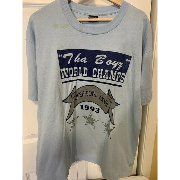 Vtg Tha Boyz World Champs Super Bowl XXVII 27 Cowboys T Shirt 1993 Screen Stars - Picture 7 of 8